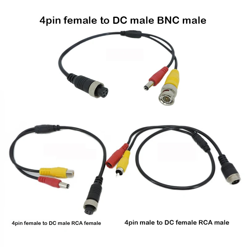 Aviation Head M12 4Pin male female to BNC DC RCA MALE FEMALE Extension Connector Cable Adapter for CCTV Camera Security  J17