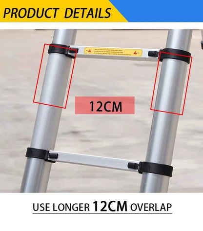 3.8m Aluminum Telescoping Ladder. Single Straight Extension for RV and Outdoor Use