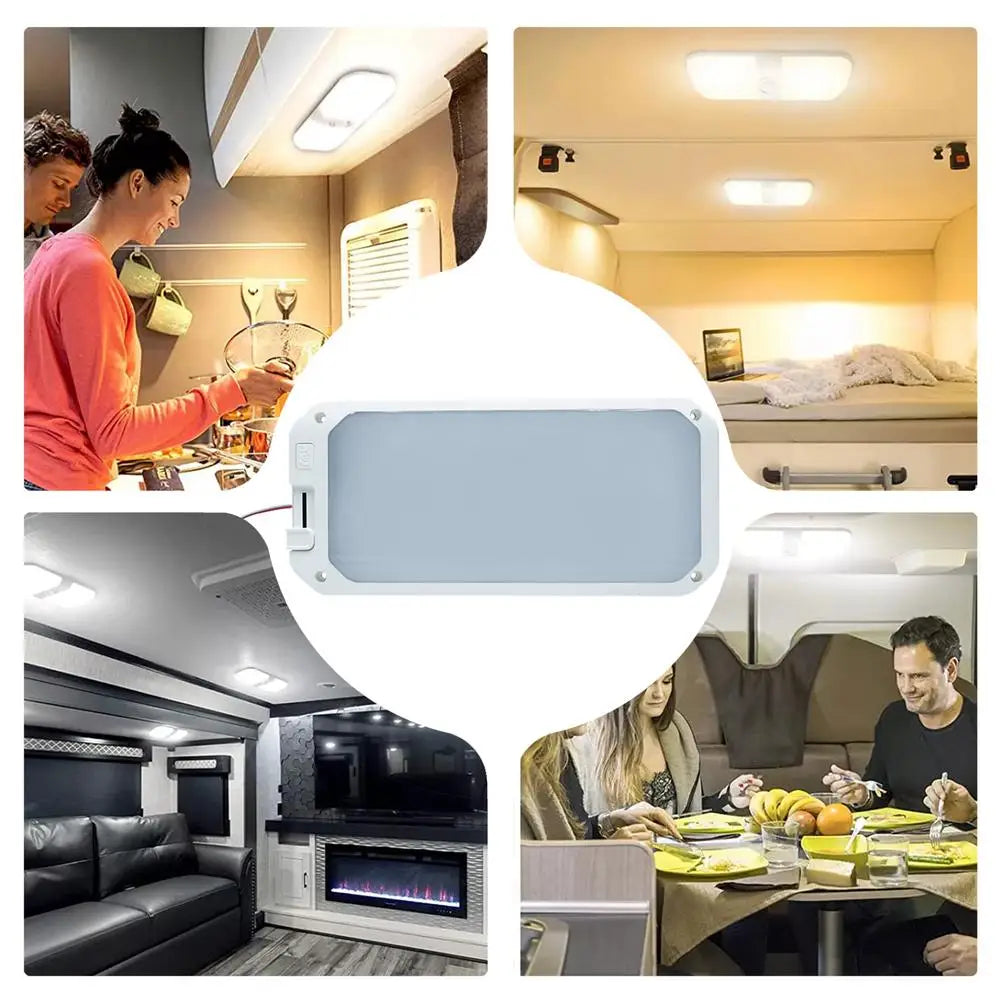 RV LED Ceiling Light with Remote – Three-Color Dimmable Interior Light