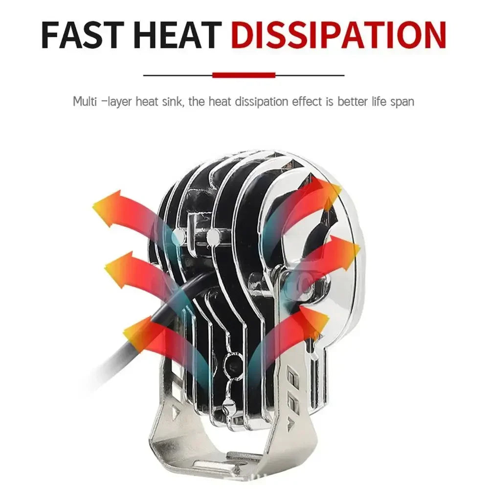Motorcycle Aluminum Alloy Skull Headlight Skull Fog Lights Motorbike High Low Beam Lamp for Halloween Skull Decoration Headlamp