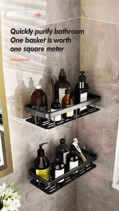 Stainless Steel Shower Caddy. No-Drill Suction Cup Wall Shelf for RV and Bathroom