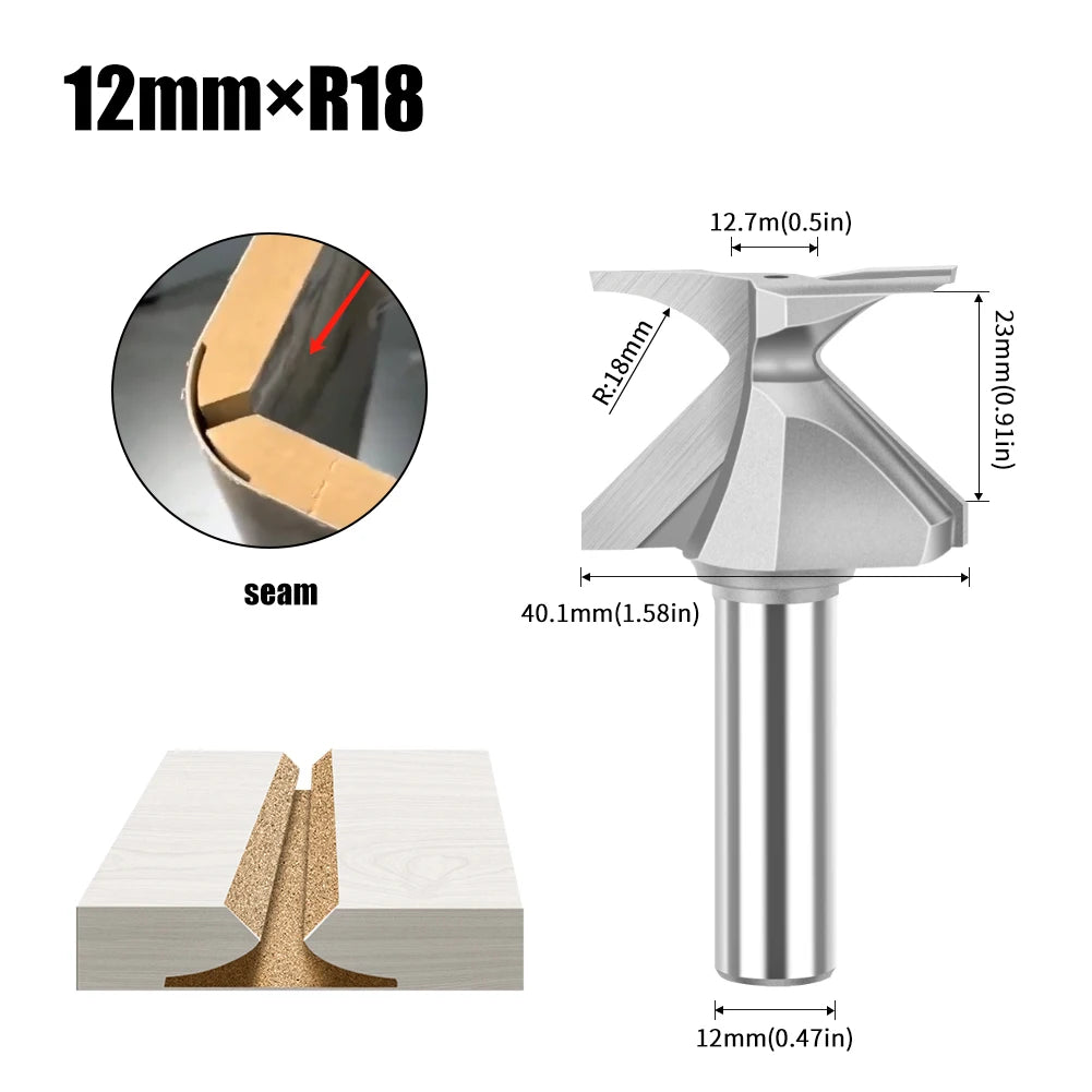 6mm 12mm 1/2" 1/4" Shank Arc Bending Integrated Router Bit Forming Tool Arc Bending Router Bit for Wooden Door Wall Cabinet