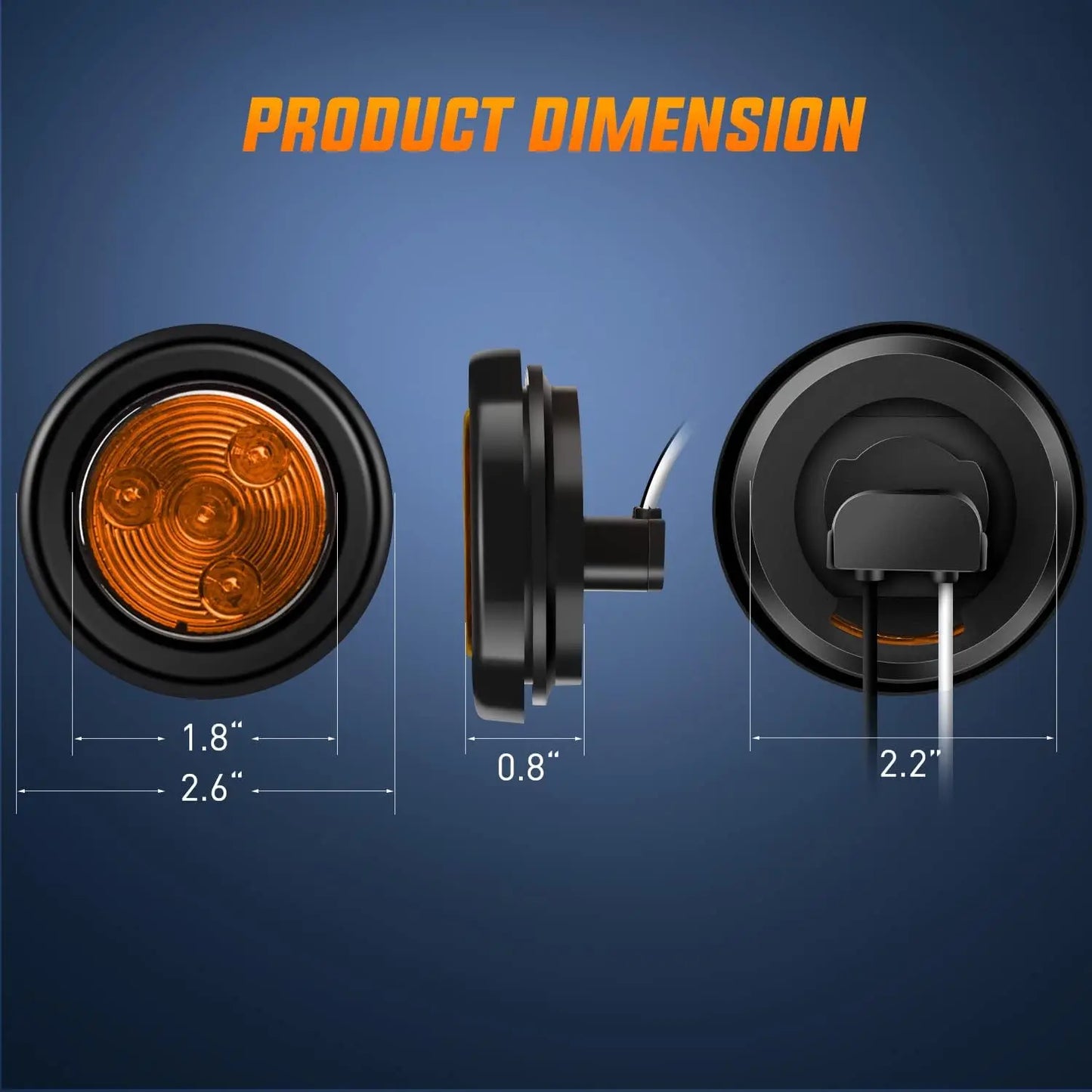 5PCS Red Round Trailer LED Marker Clearance Light 4 LED Flush Mount with Plug Grommet Pigtail Hardwired for Trailer Truc