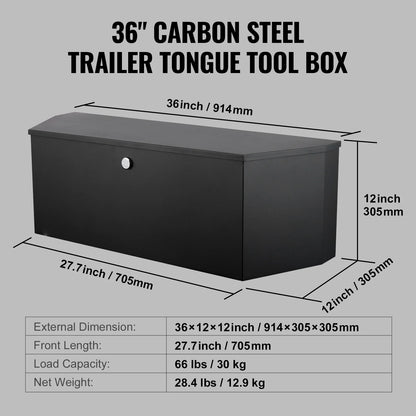 SucceBuy Trailer Tongue Box, Aluminum Alloy Diamond Plate Tongue Box Tool Chest, Heavy Duty Trailer Box Storage for Pickup Truck
