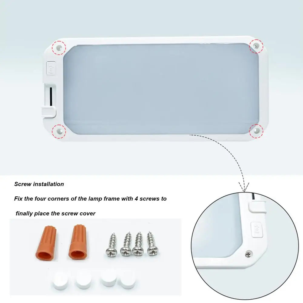 RV LED Ceiling Light with Remote – Three-Color Dimmable Interior Light