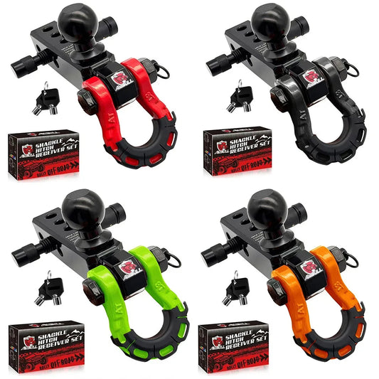 Three hole ball head trailer arm 2-inch base universal RV off-road rescue towing trailer black chrome ball head