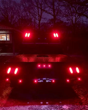 5PCS Red Round Trailer LED Marker Clearance Light 4 LED Flush Mount with Plug Grommet Pigtail Hardwired for Trailer Truc