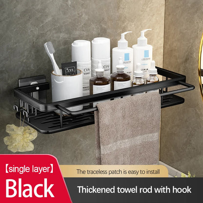 Stainless Steel Shower Caddy. No-Drill Suction Cup Wall Shelf for RV and Bathroom