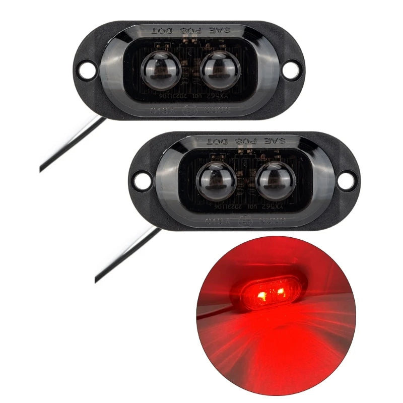 2 Led Truck Trailer Light Front Rear Side Clearance Lamp Waterproof Sealed Surfaces Mounted LED Marker Light