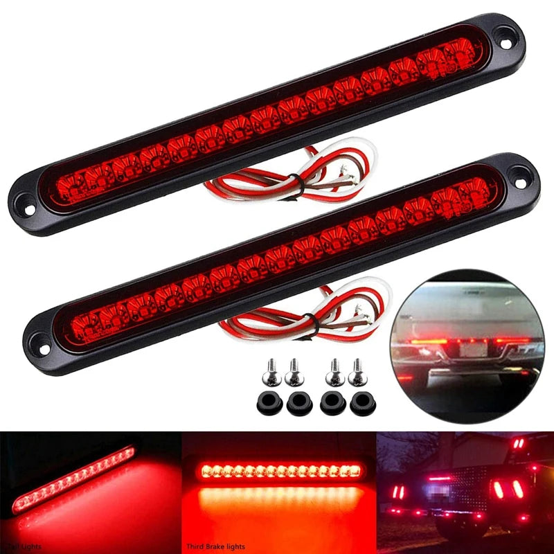 2Pcs 10Inch 15 LED Trailer Light LED Stop Turn Tail Light Third Brake Bar Strip For Heavy Duty Boats Trucks