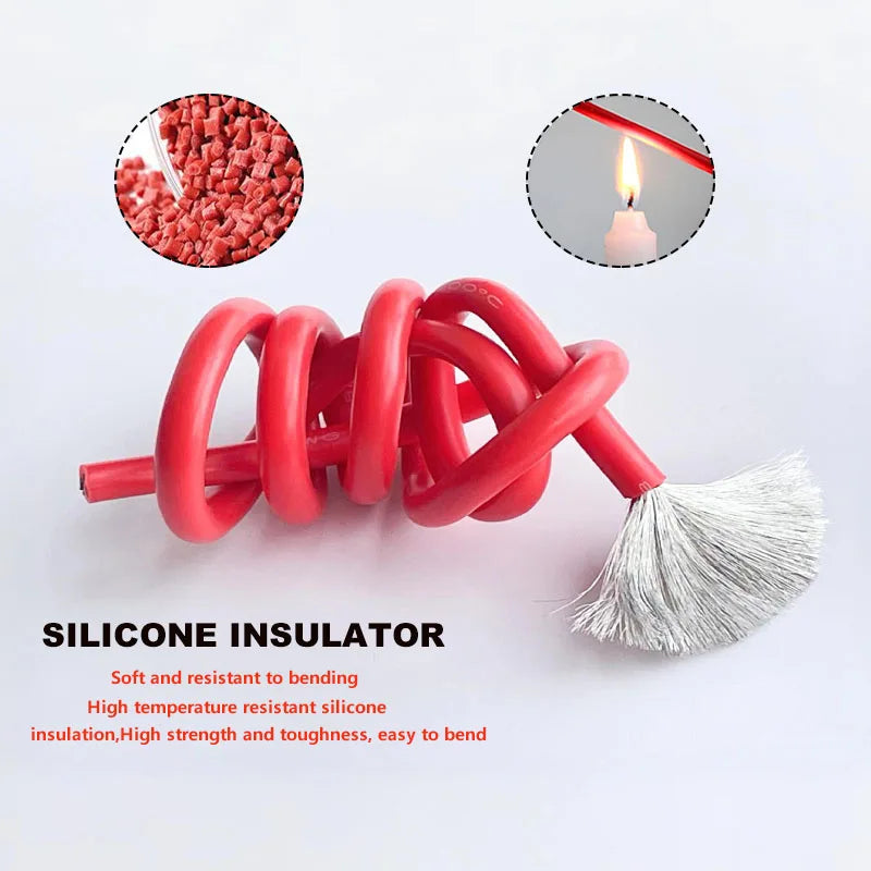 6 8 10 12 14 16 18 20 22 24 26 28AWG Red Black Cable High Temperature Resistant Ultra Soft Silicon Wire