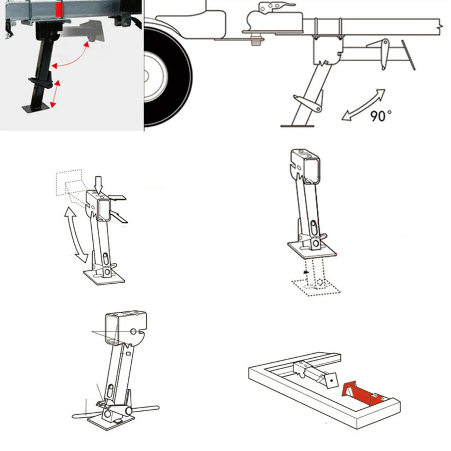 New Stabilizer Jack 650lbs Support 1000lbs Lifting Capacity Telescoping Adjustable Swing Down Outriggers Swing Down Stab Jack