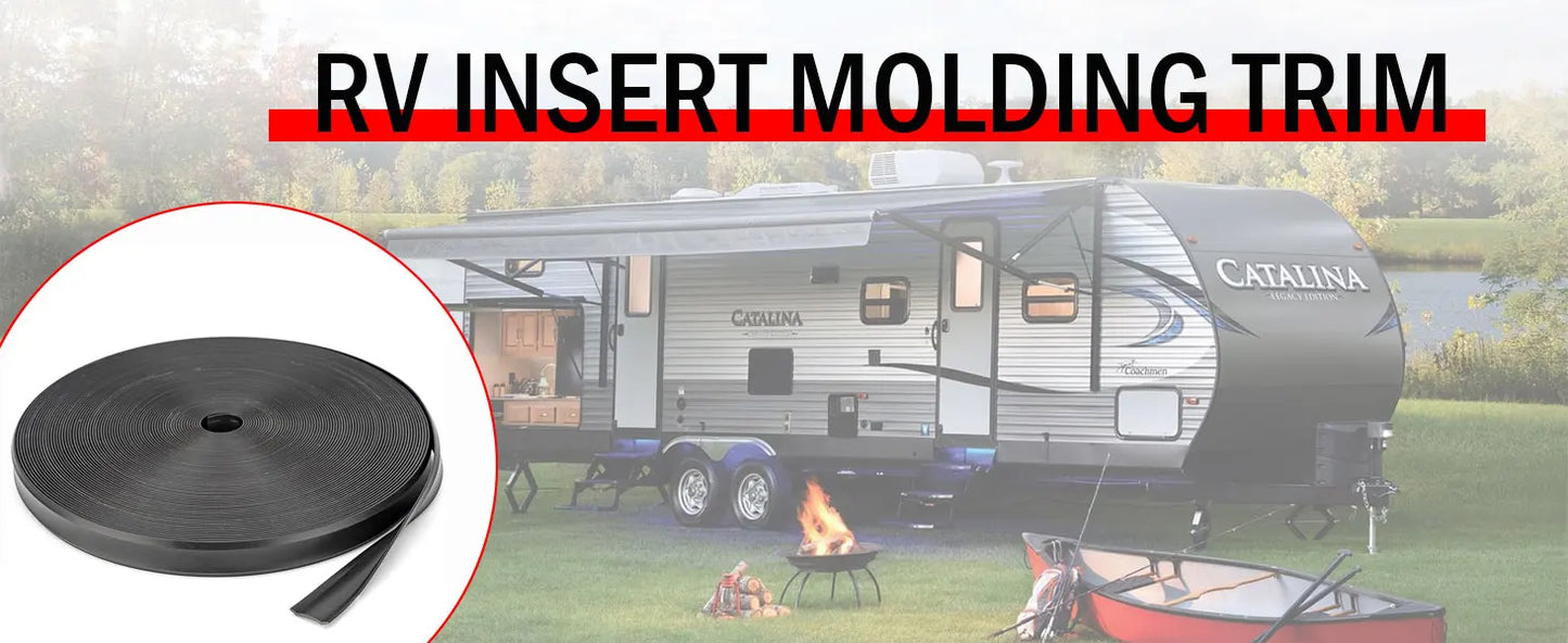 RV Insert Molding Trim, Trim Insert 1in, Travel Trailer Screw Cover Trim, Door Corner Seal, 100Ft Camper Exterior Trim