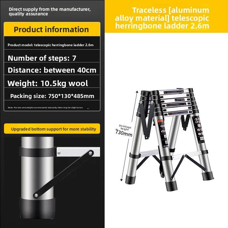 Telescopic ladder Aluminum alloy multi-functional joint herringbone ladder Folding aluminum ladder, bamboo ladder stairs Durable