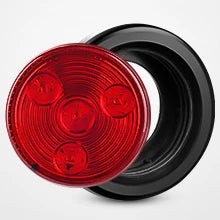 5PCS Red Round Trailer LED Marker Clearance Light 4 LED Flush Mount with Plug Grommet Pigtail Hardwired for Trailer Truc