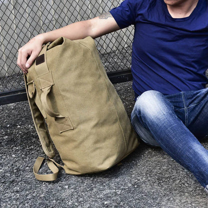 Large Capacity Outdoor Travel Backpack – Lightweight Canvas Bucket Bag