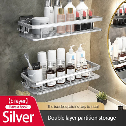 Stainless Steel Shower Caddy. No-Drill Suction Cup Wall Shelf for RV and Bathroom