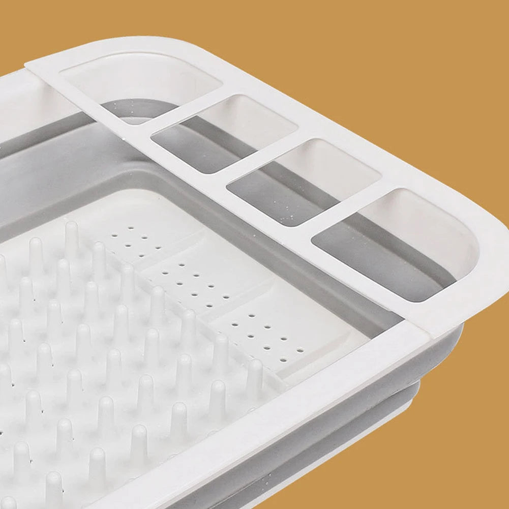 Foldable Dish Rack Kitchen Sink Basket Storage Water Leakage Plastic Tableware Bowl Dinnerware Drain Bowl Tray Home Drying Rack