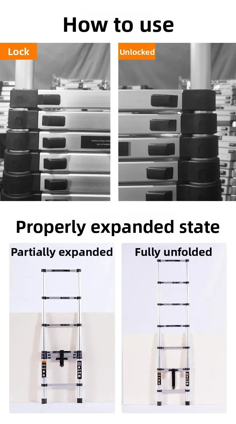 Telescopic ladder Aluminum alloy multi-functional joint herringbone ladder Folding aluminum ladder, bamboo ladder stairs Durable