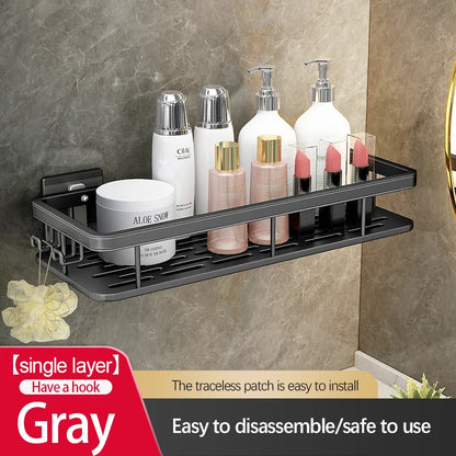 Stainless Steel Shower Caddy. No-Drill Suction Cup Wall Shelf for RV and Bathroom
