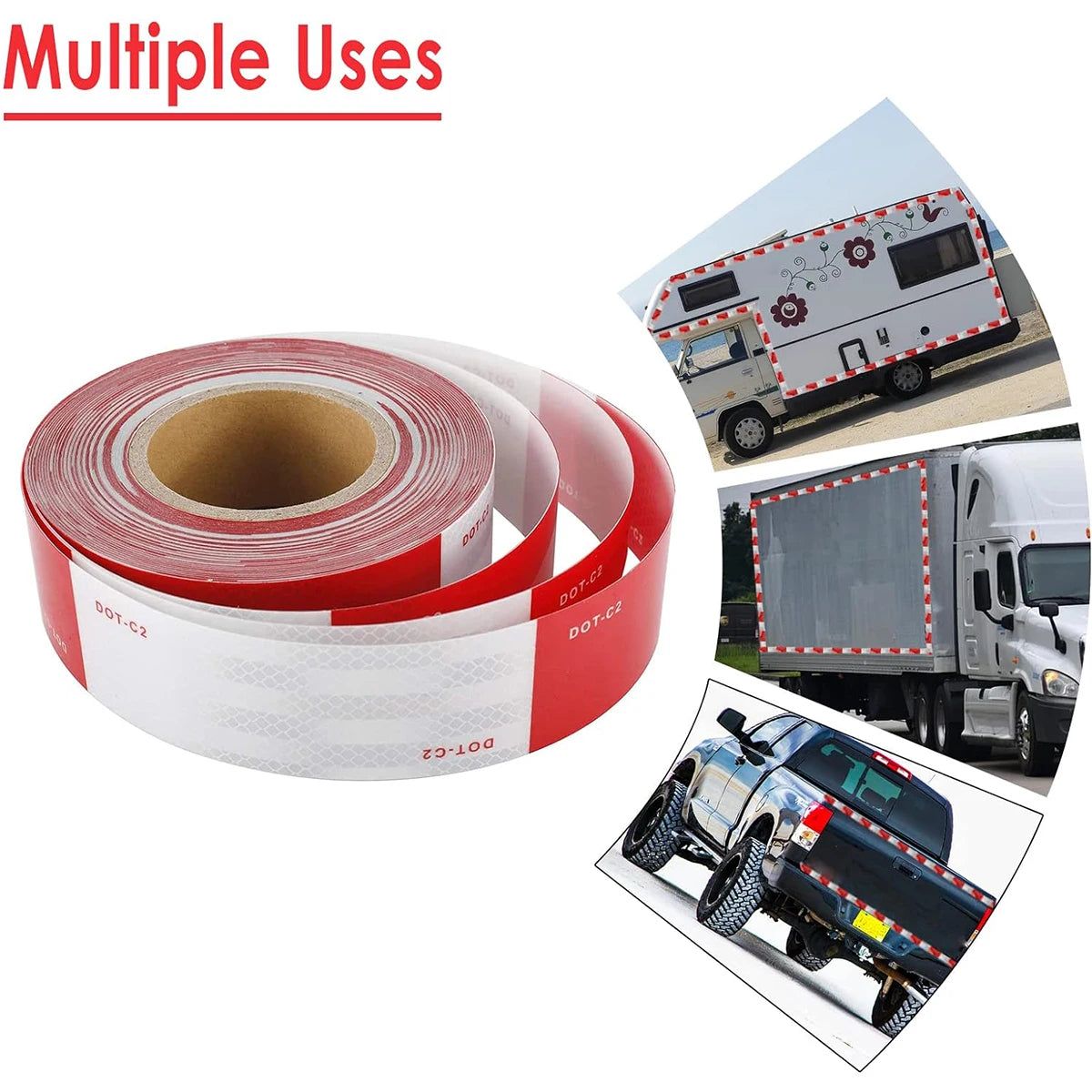 Reflective Tape Outdoor Waterproof Conspicuity Strong Adhesive Reflector Tape Warning Safety for Trailer Truck Boats Sign