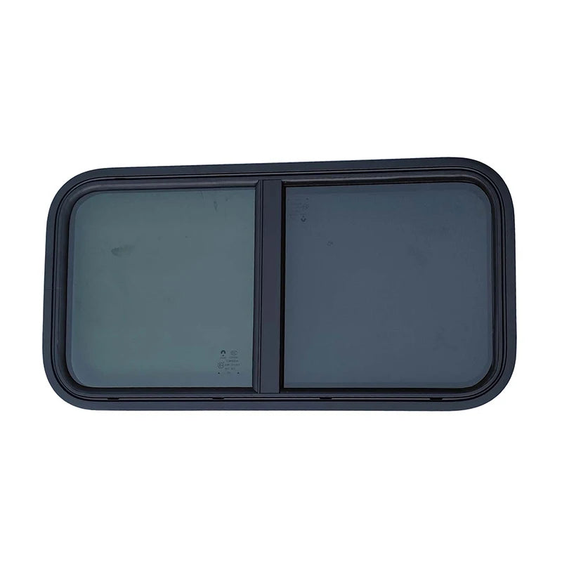 RV Window Trailer Window Waterproof Sealed Tinted Tempered Glass Pull Opening Rounded Corner with Clamp Ring for Camper Vehicle
