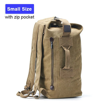 Large Capacity Outdoor Travel Backpack – Lightweight Canvas Bucket Bag