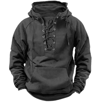 Lace-up Hoodie Casual Sports Pocket Sweatshirt Men's Long-sleeved Top Clothing
