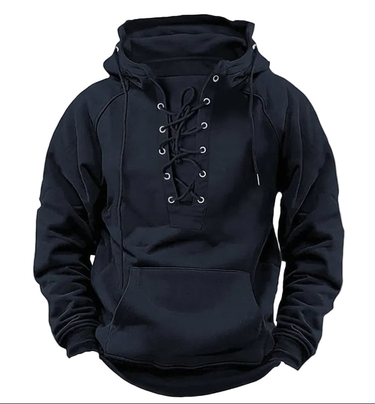 Lace-up Hoodie Casual Sports Pocket Sweatshirt Men's Long-sleeved Top Clothing