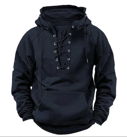 Lace-up Hoodie Casual Sports Pocket Sweatshirt Men's Long-sleeved Top Clothing