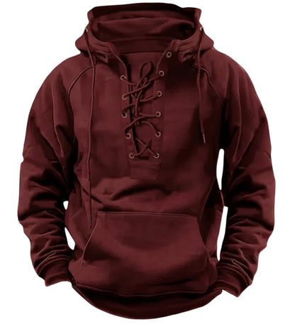 Lace-up Hoodie Casual Sports Pocket Sweatshirt Men's Long-sleeved Top Clothing