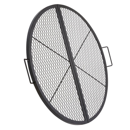 VEVOR X-Marks Fire Pit Grill Grate, Foldable Round Cooking Grate, Heavy Duty Steel Campfire BBQ Grill Grid With Handle And Support X Wire, Portable Camping Cookware For Outside Party, 36 Inch Black