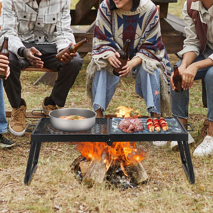 VEVOR Folding Campfire Grill – Heavy Duty Steel Mesh Grate with Legs & Carry Bag