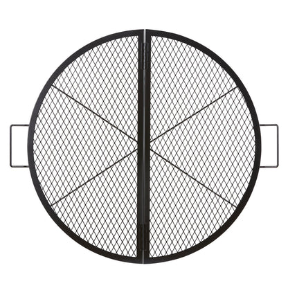 VEVOR X-Marks Fire Pit Grill Grate, Foldable Round Cooking Grate, Heavy Duty Steel Campfire BBQ Grill Grid With Handle And Support X Wire, Portable Camping Cookware For Outside Party, 36 Inch Black