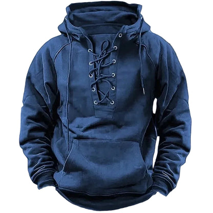 Lace-up Hoodie Casual Sports Pocket Sweatshirt Men's Long-sleeved Top Clothing