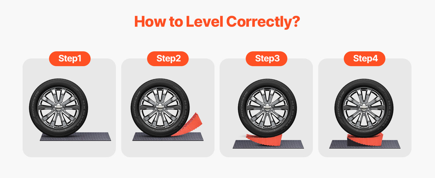 SucceBuy Camper Levelers 2 Pcs RV Leveling Blocks Camper Wheel Chock RV Camper Leveler Kit with Anti-Slip Mat Carrying Bag Level