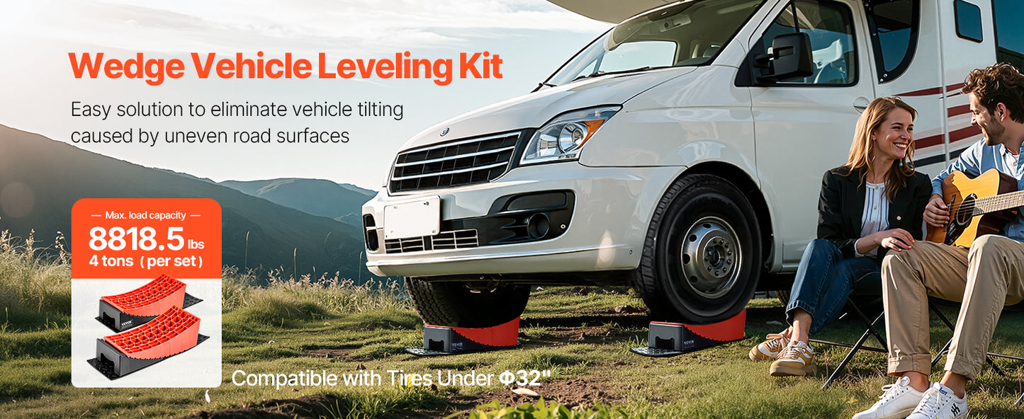 SucceBuy RV Camper Levelers 2-Pack – Wheel Chock Kit with Anti-Slip Mat & Bag