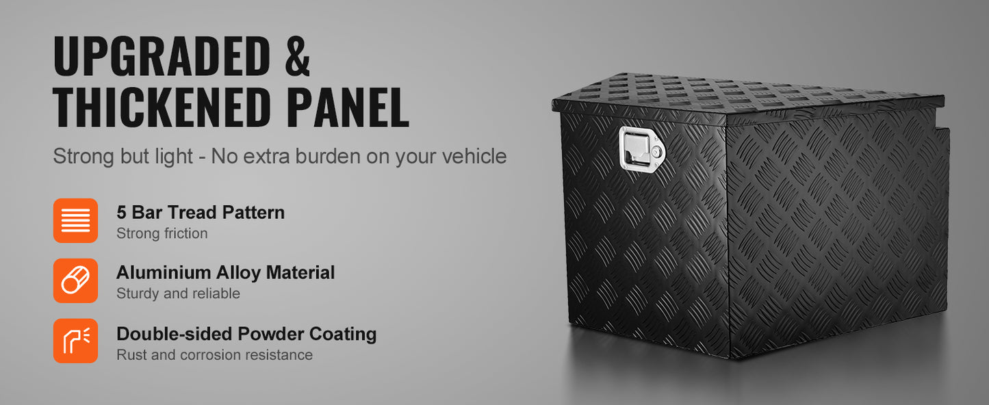 SucceBuy Trailer Tongue Box, Aluminum Alloy Diamond Plate Tongue Box Tool Chest, Heavy Duty Trailer Box Storage for Pickup Truck