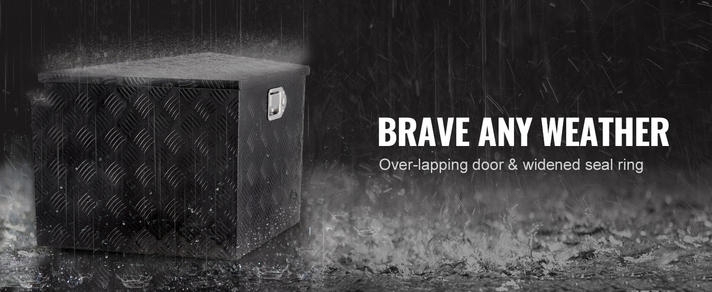 SucceBuy Trailer Tongue Box, Aluminum Alloy Diamond Plate Tongue Box Tool Chest, Heavy Duty Trailer Box Storage for Pickup Truck